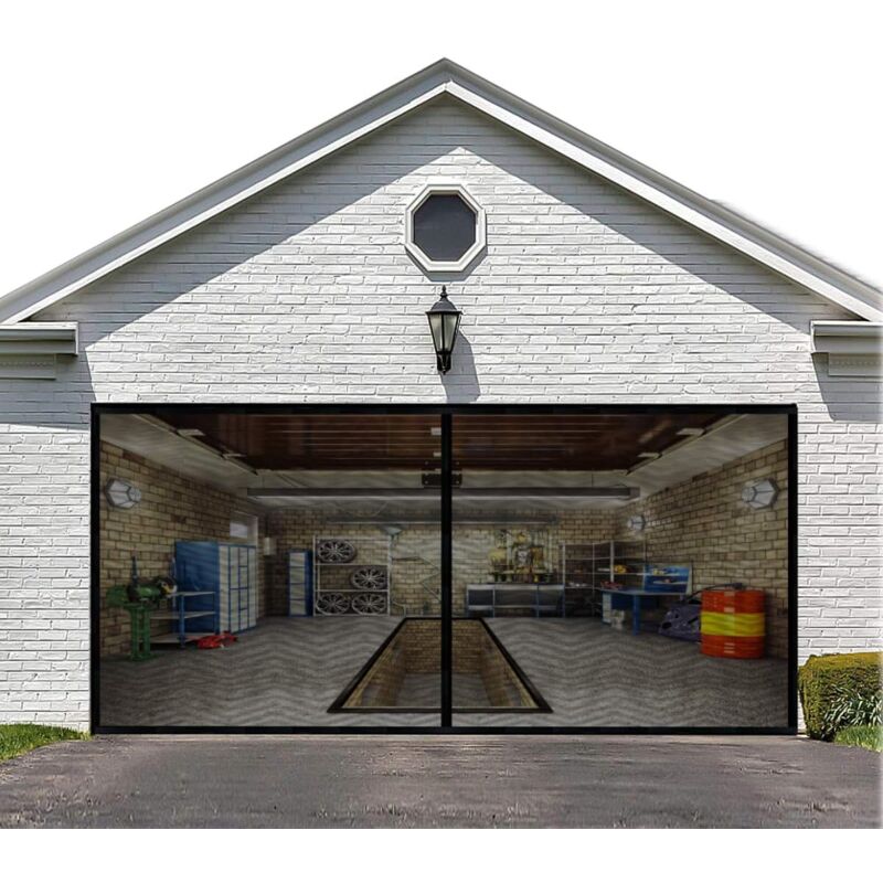 8Ftx7Ft Magnetic Garage Door Screen For 1 Car Garage Doors, Reinforced Fiberglass Garage Screen, Hands Free,Magnetic - SportZone.co.nz