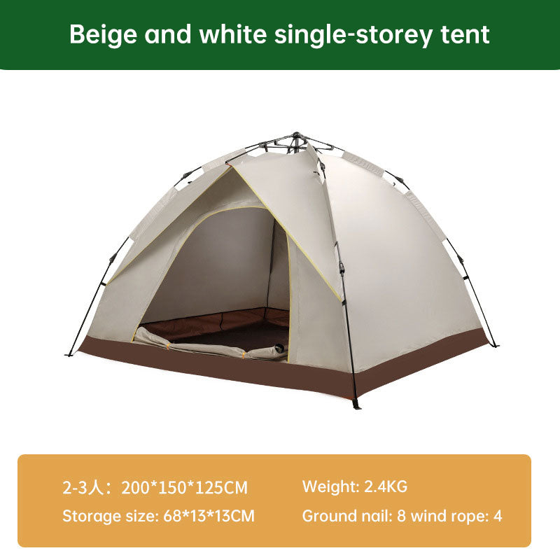 Beige Single Layer Pop-Up Tent – Lightweight