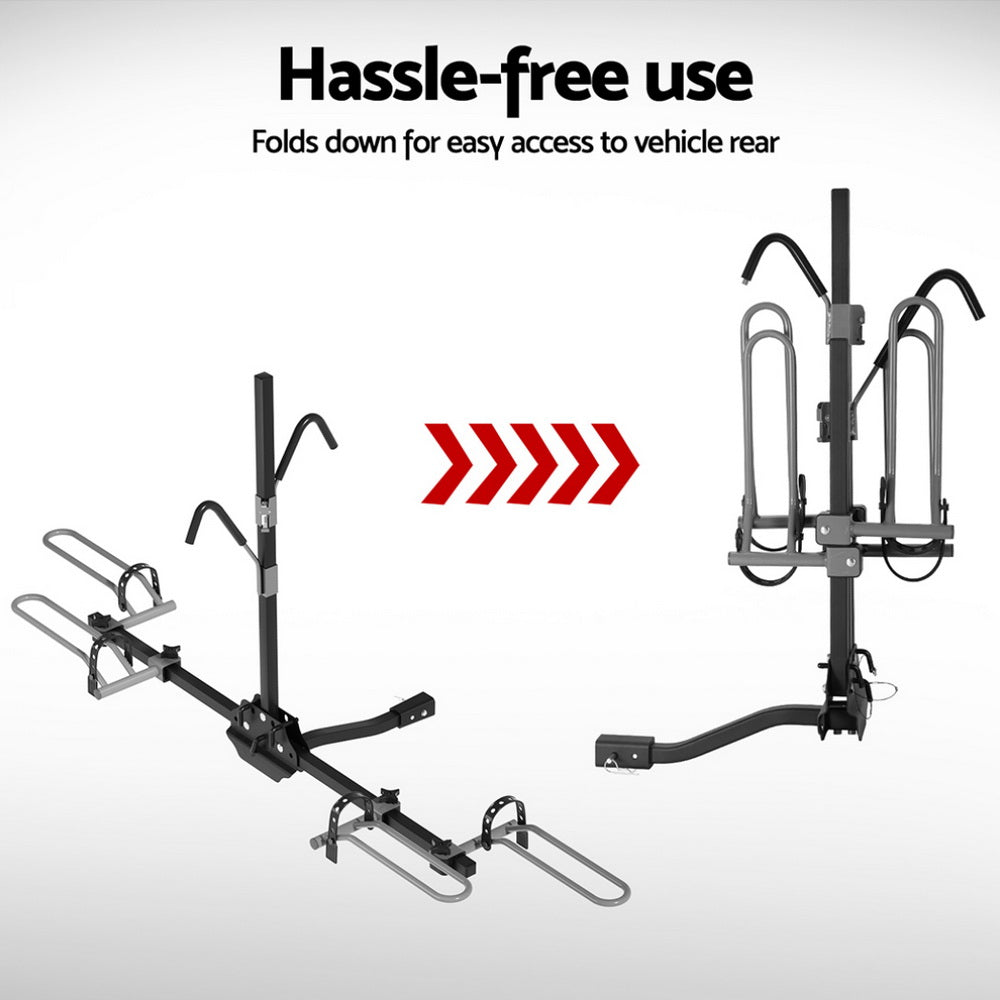 Giantz 2 Bicycle Bike Carrier Rack Car 2" Hitch Mount Platform Foldable Black