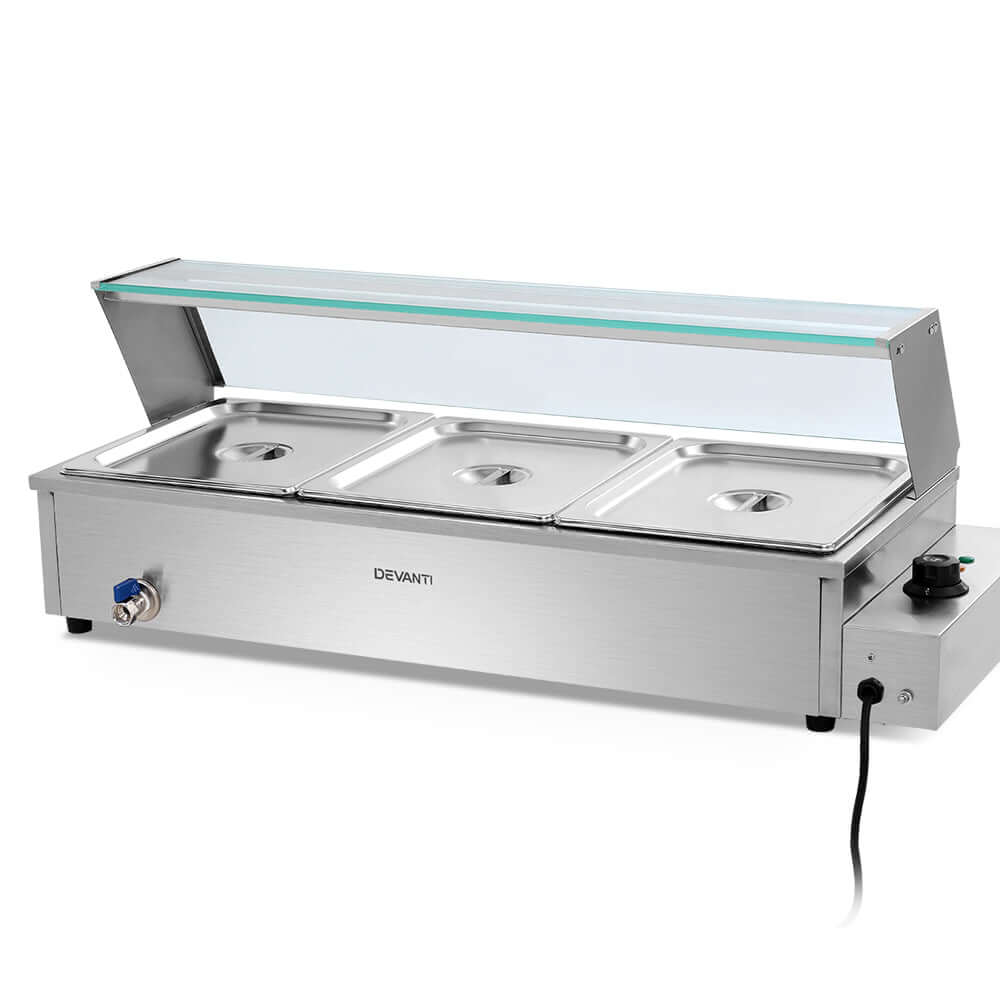 Devanti Bain Marie 3 Pan Food Warmer – Commercial Use