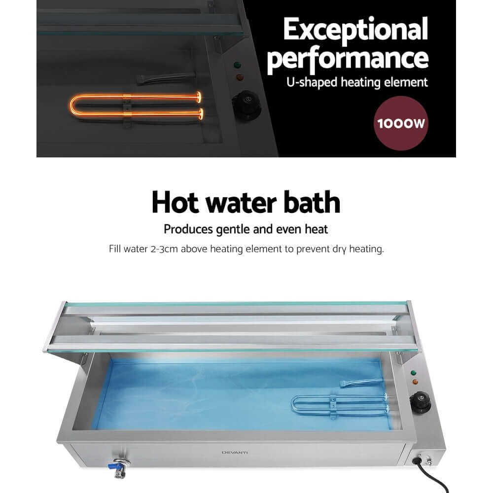 Devanti Bain Marie 3 Pan Food Warmer – Commercial Use