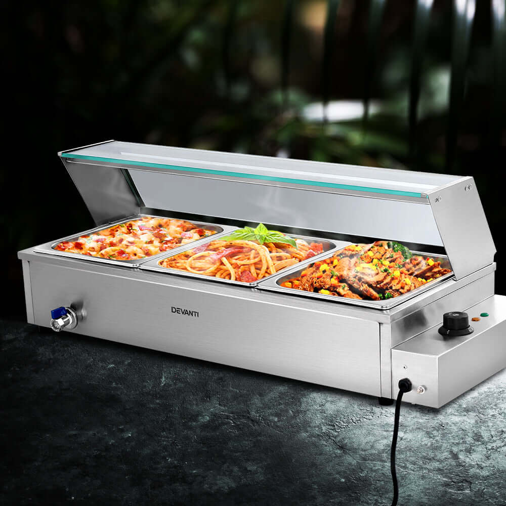 Devanti Bain Marie 3 Pan Food Warmer β Commercial Use