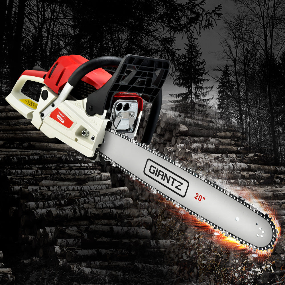 Giantz Chainsaw Petrol 62CC 20" Bar Commercial E-Start Pruning Chain Saw