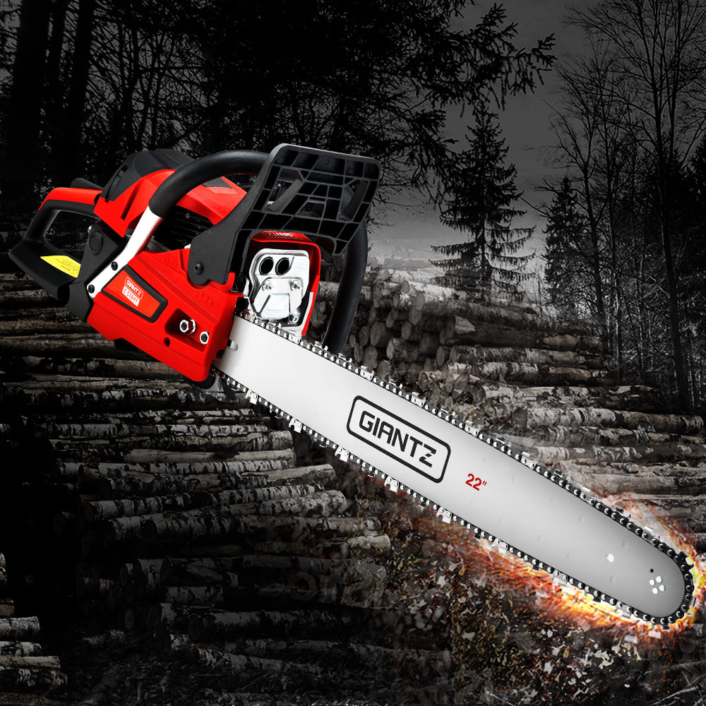 Giantz Chainsaw Petrol 58CC 22" Bar Commercial E-Start Pruning Chain Saw