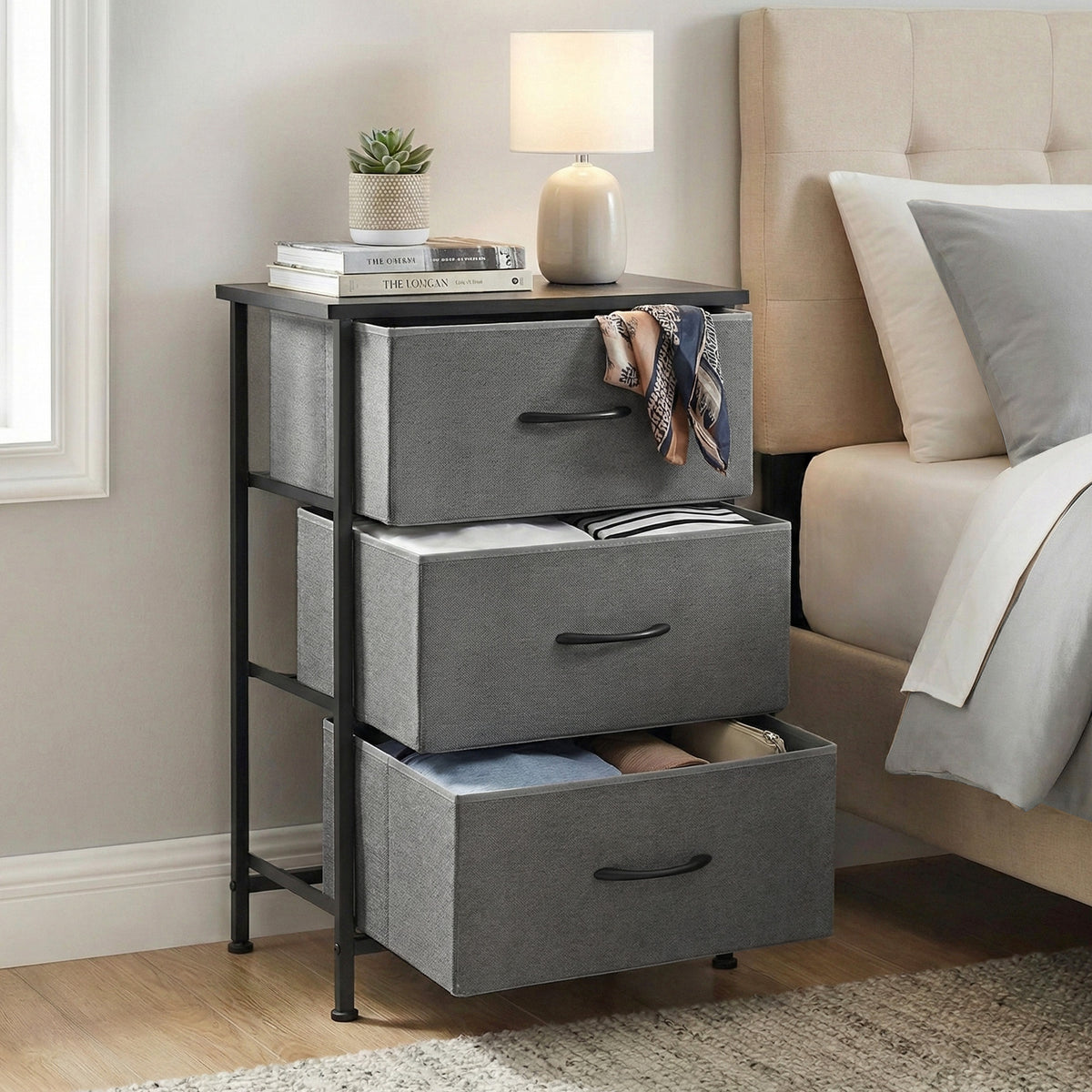 Artiss Chest of 3 Drawers Storage Dresser Tallboy Grey