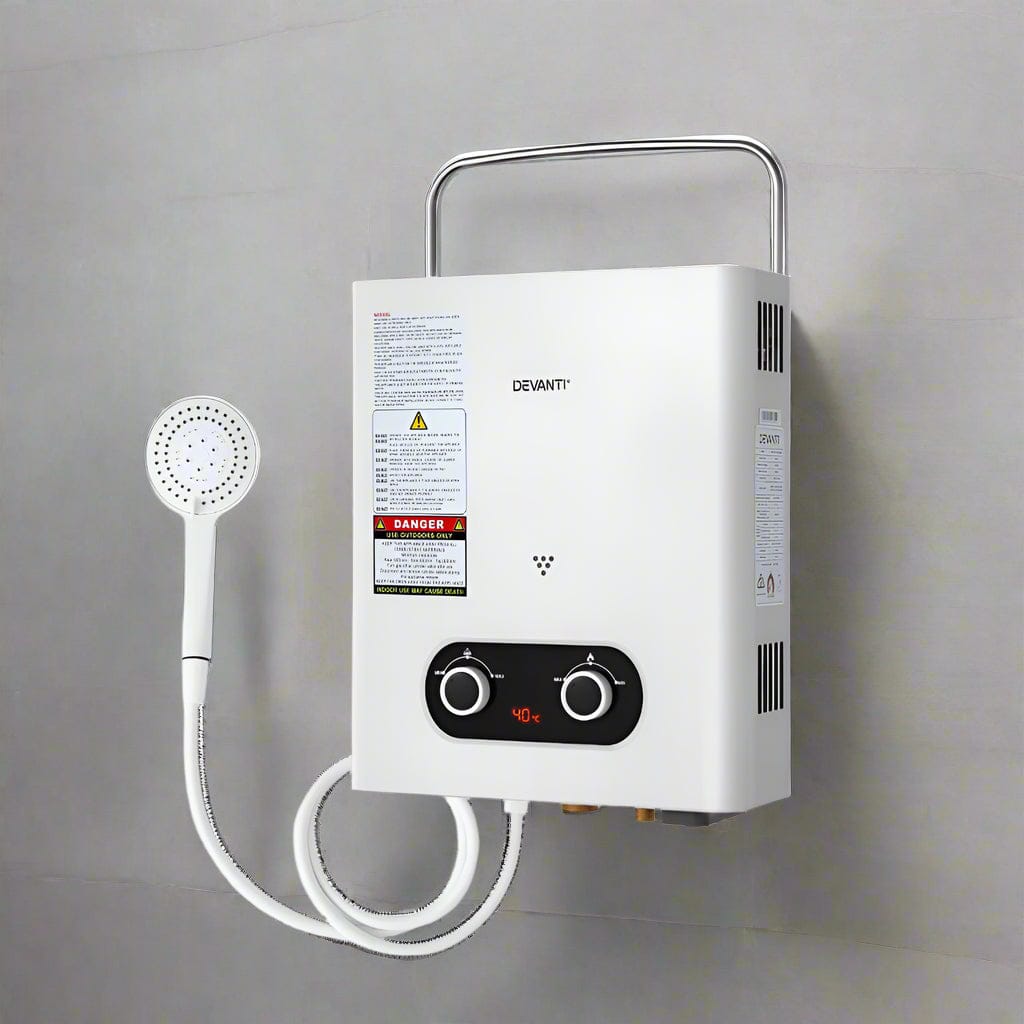 Devanti Portable Gas Water Heater LPG Powered System- White