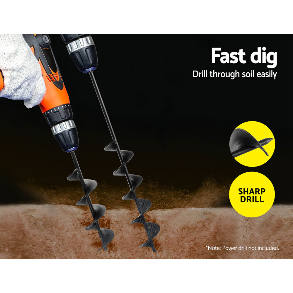 Giantz Power Garden Spiral Auger Hole Digger Earth Drill Bit 75x300 & 600mm