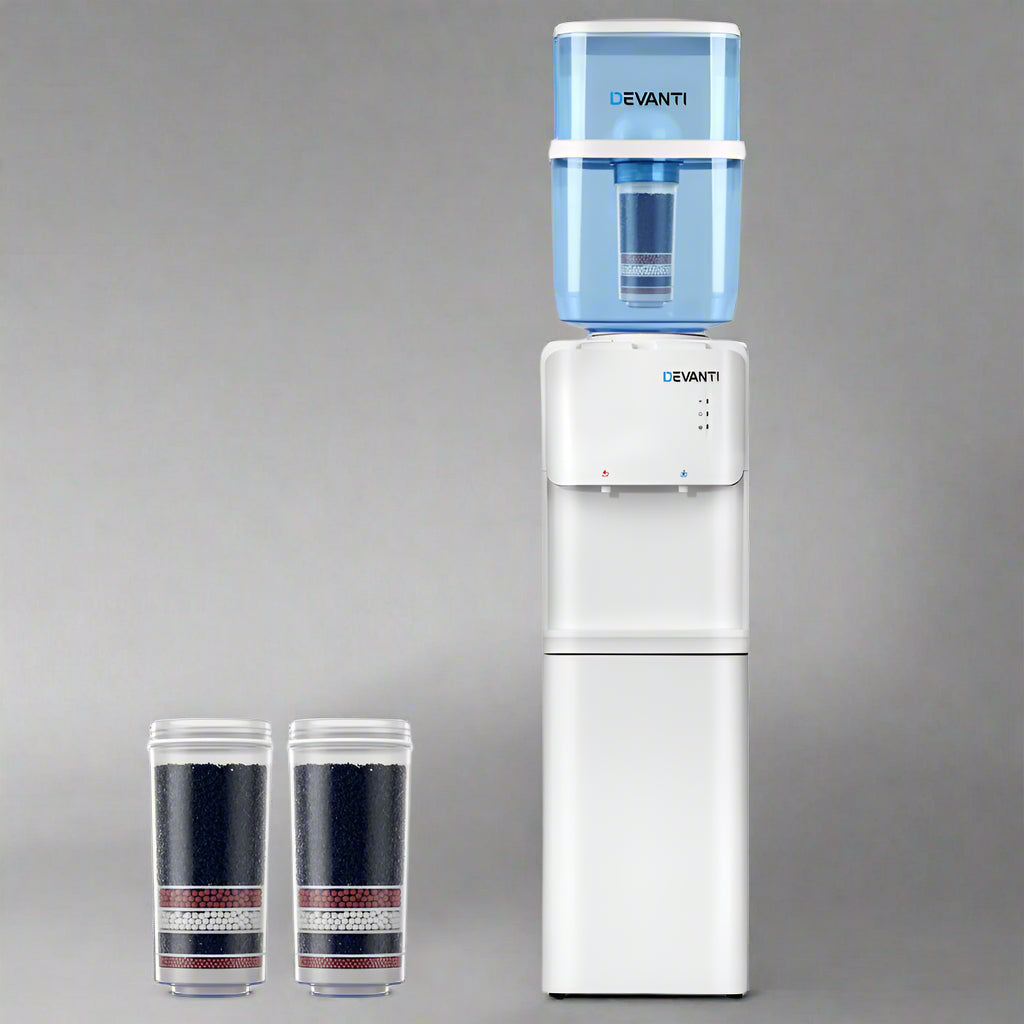 Devanti Water Cooler Dispenser Stand 22L Bottle White w/2 Filter