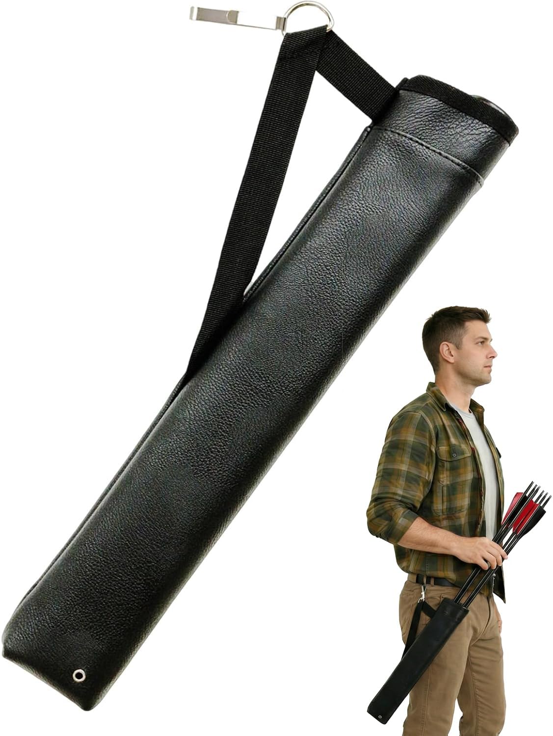 Archery Arrow Quiver Hip Tube with 2 - Tubes and Belt Clip Lightweight for Youth Carbon Wooden Crossbow Arrows Holder - SportZone.co.nz