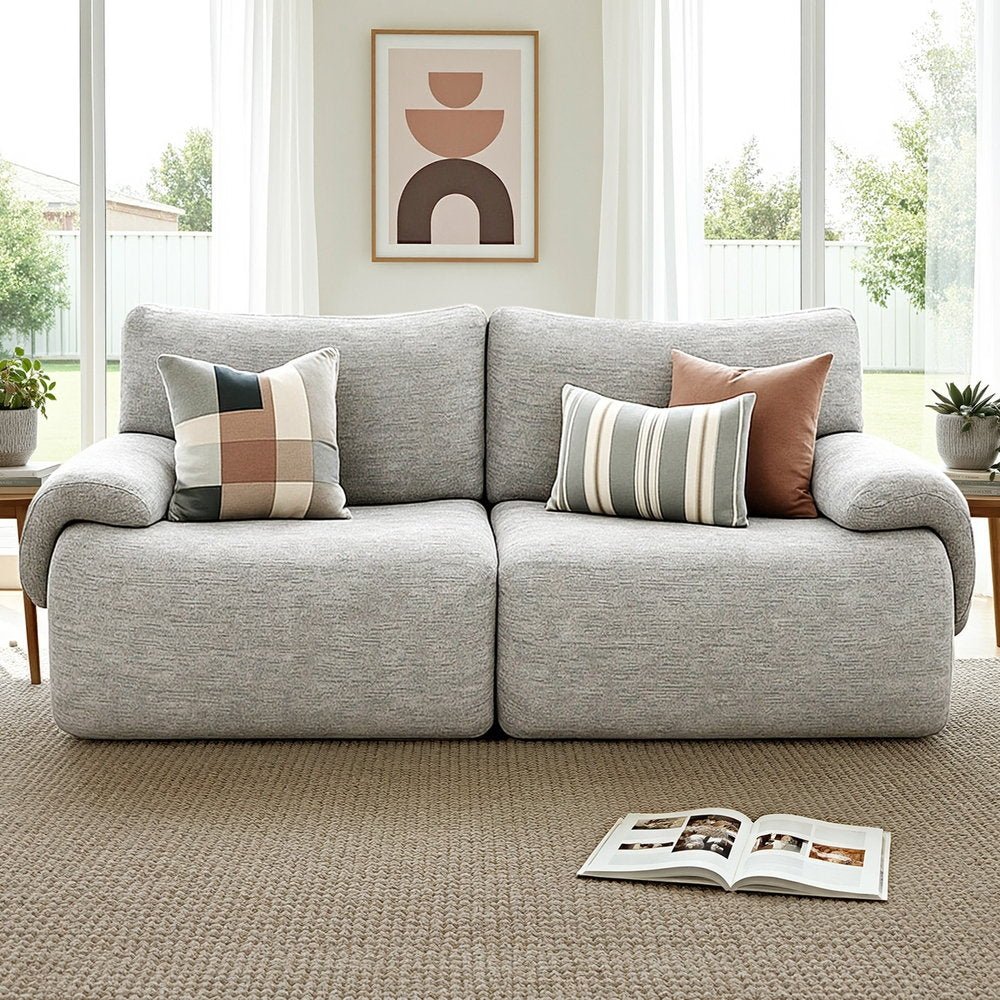 Artiss 2 Seater Sofa Modular Sectional Sofas Couch Bed No Assembly Living Room Grey - SportZone.co.nz