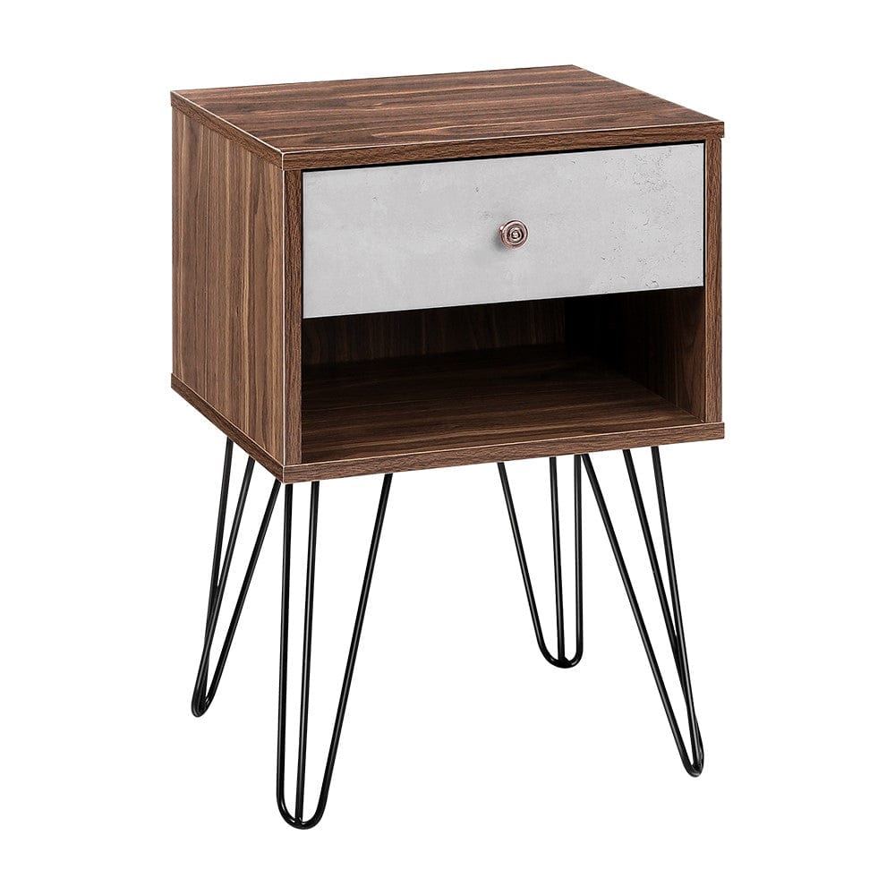 Artiss Bedside Table 1 Drawers with Shelf - LARS - SportZone.co.nz