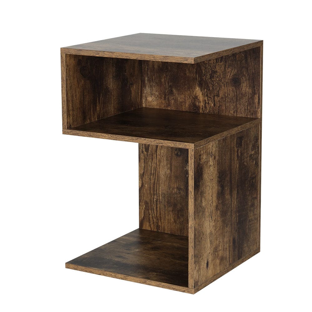 Artiss Bedside Table Shelves Side End Table Storage Nightstand Rust Oak UMENI - SportZone.co.nz
