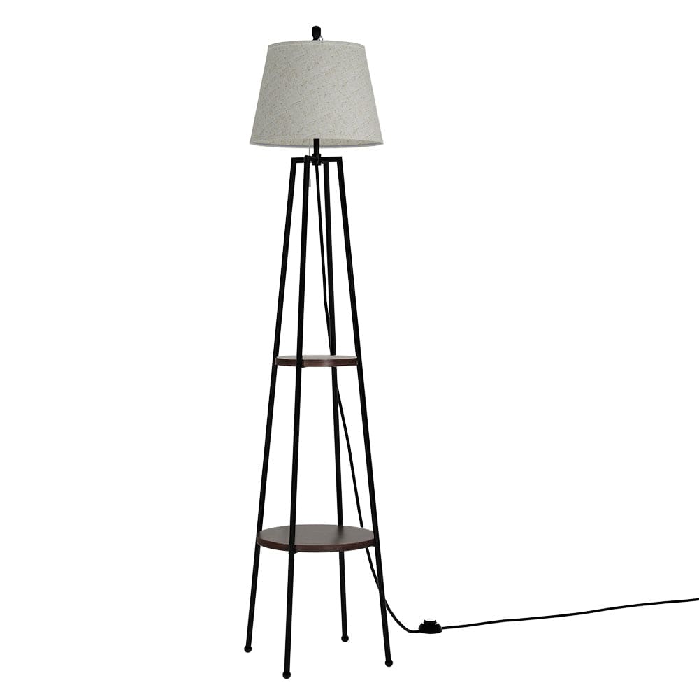 Artiss Floor Lamp 2 Tier Shelf Storage LED Light Stand Home Living Room Upright - SportZone.co.nz