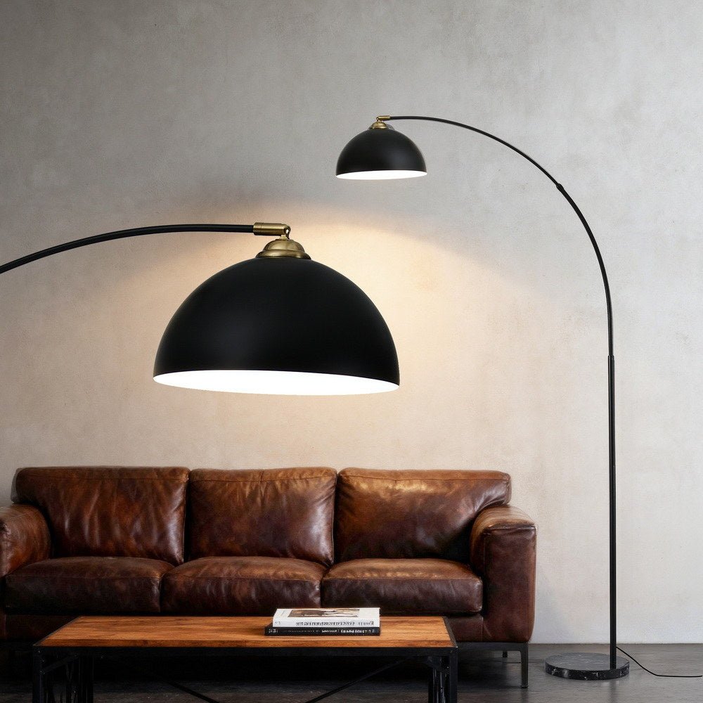 Artiss Modern Arched Floor Lamp Black Standing Heavy - Duty Marble Base for Living Room Bedroom - SportZone.co.nz