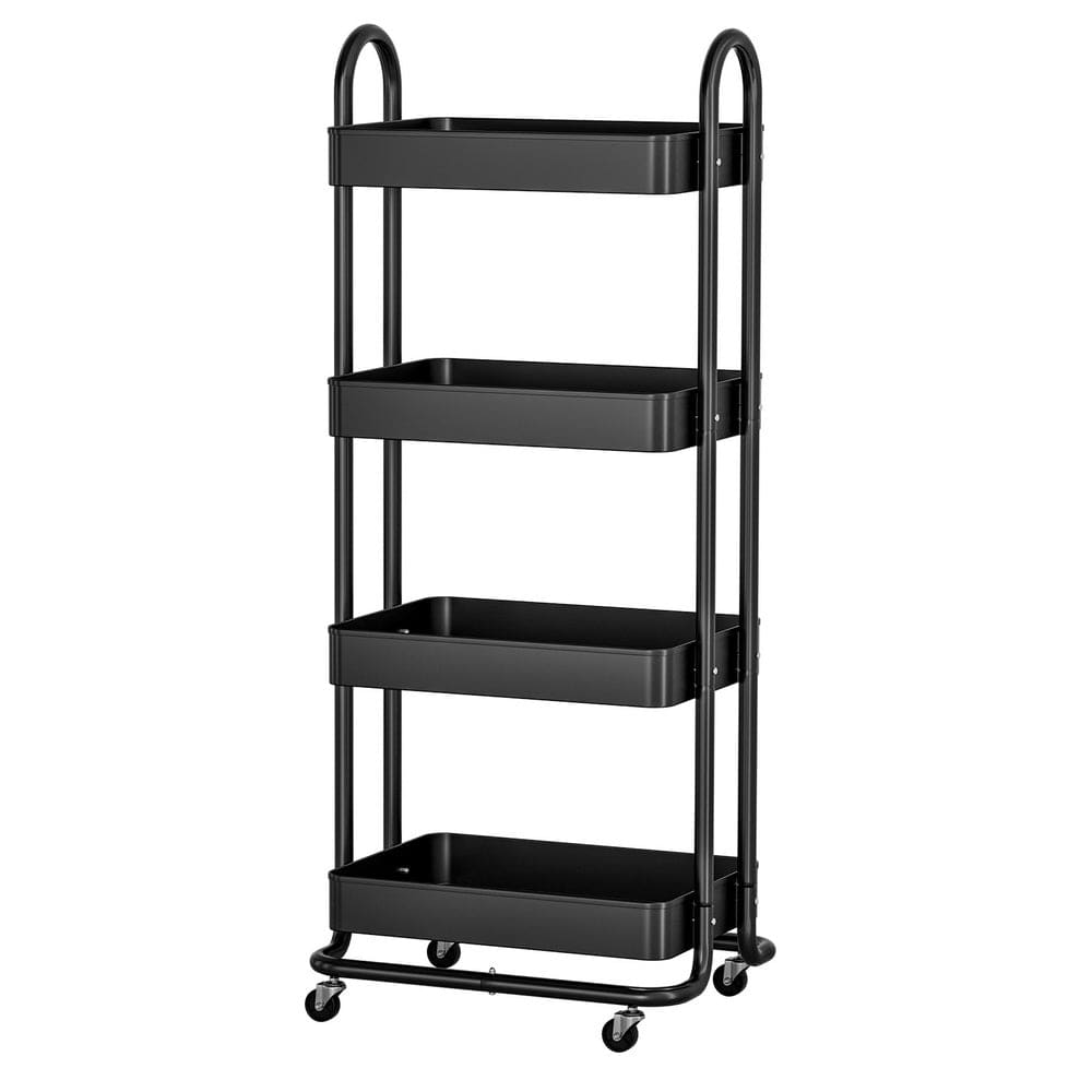 Artiss Storage Trolley Kitchen Cart 4 Tiers Black - SportZone.co.nz