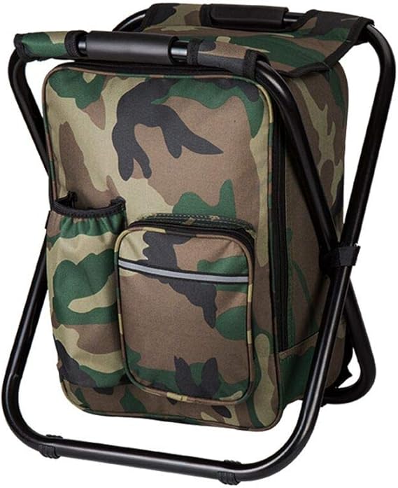 Camouflage Folding Camping Chair Portable Compact Adjustable Fishing Stool for Outdoor Use - SportZone.co.nz