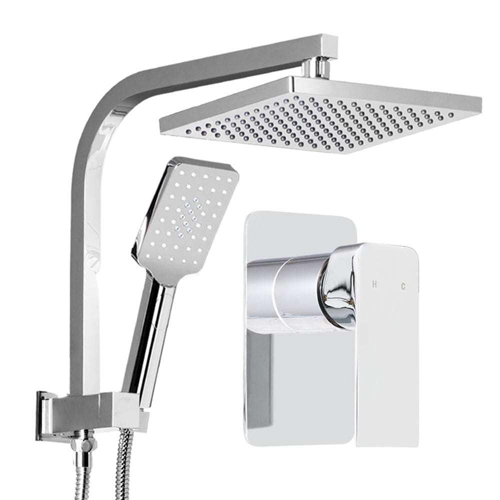 Cefito 8'' Rain Shower Head Set Handheld Square High Pressure Mixer Tap Chrome - SportZone.co.nz