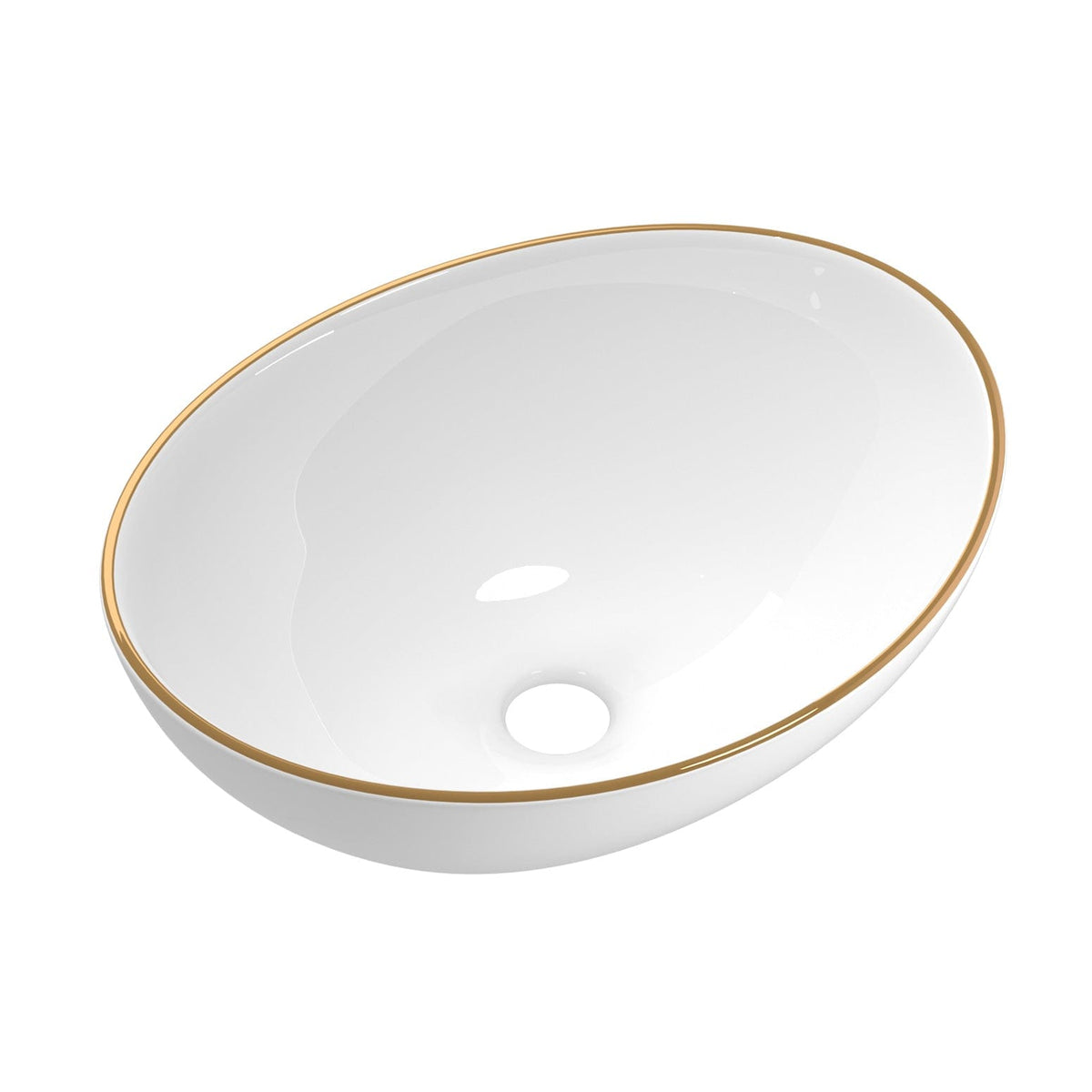 Cefito Bathroom Basin Ceramic Vanity Sink Hand Wash Bowl Gold Line 41x34cm - SportZone.co.nz