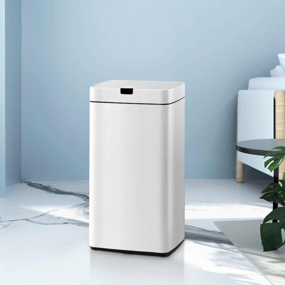 Devanti 45L Motion Sensor Bin Rubbish Automatic White - SportZone.co.nz