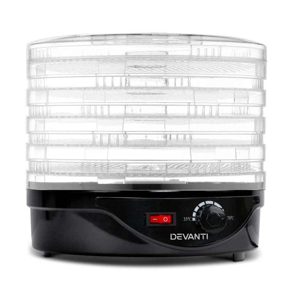 Devanti 5 Trays Food Dehydrator Fruit Dehydrators Pet Beef Jerky Dryer Black - SportZone.co.nz
