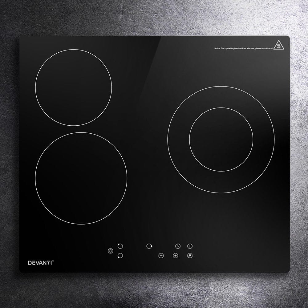 Devanti Electric Ceramic Cooktop 60cm Kitchen Cooker 4 Burner Hob Touch Control 5200W - SportZone.co.nz