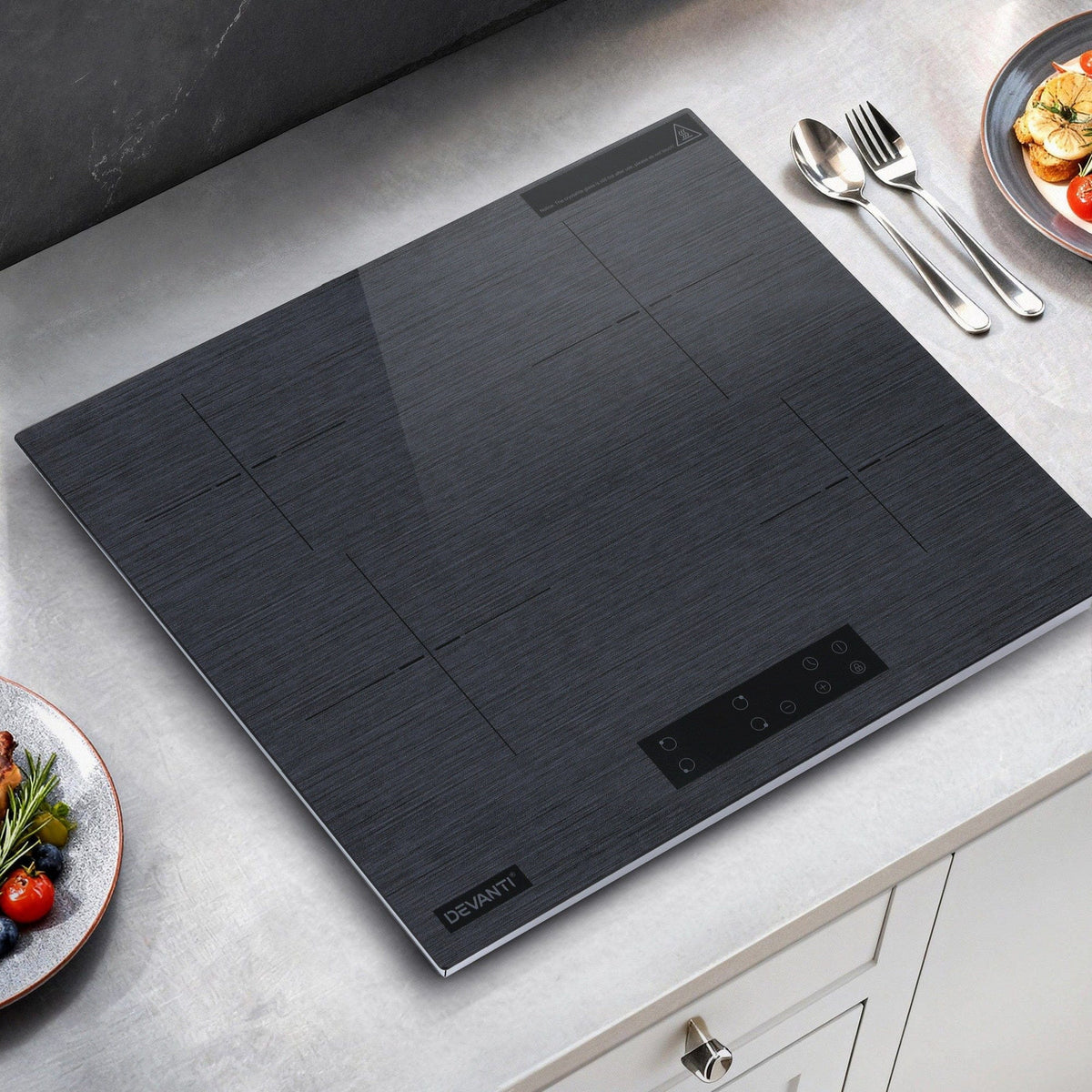 Devanti Electric Ceramic Cooktop 60cm Touch Control Grey - SportZone.co.nz