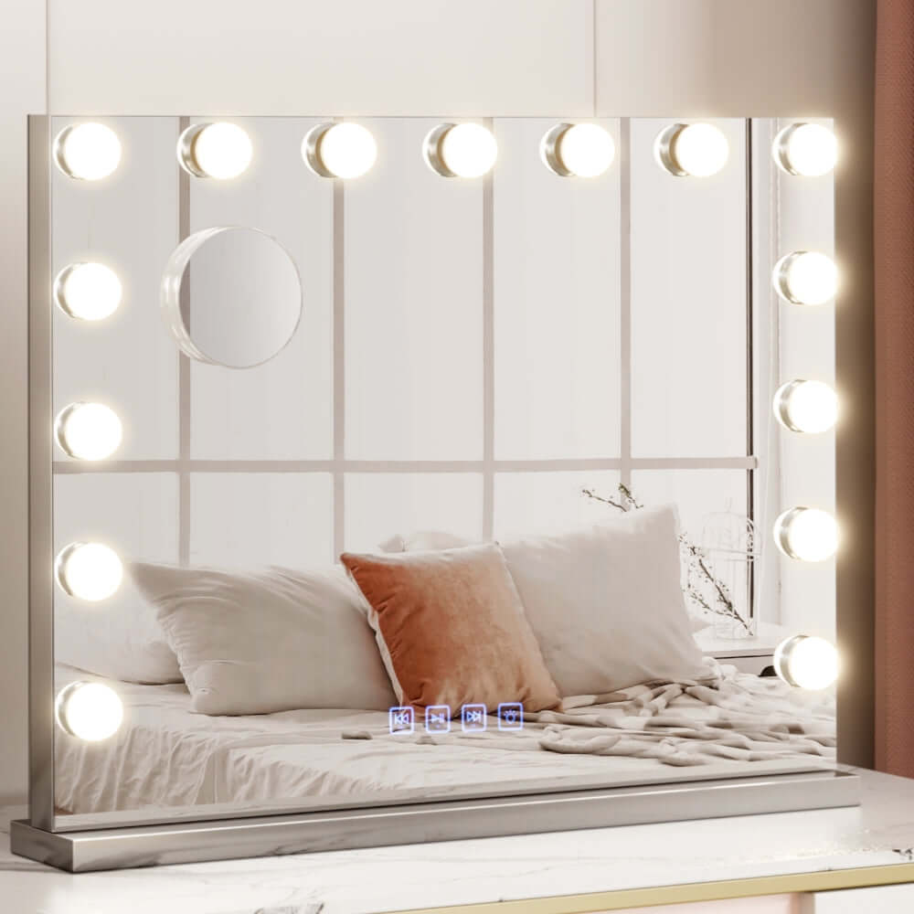 Embellir Bluetooth Makeup Mirror 58x46cm Hollywood Vanity with LED Light Wall - SportZone.co.nz