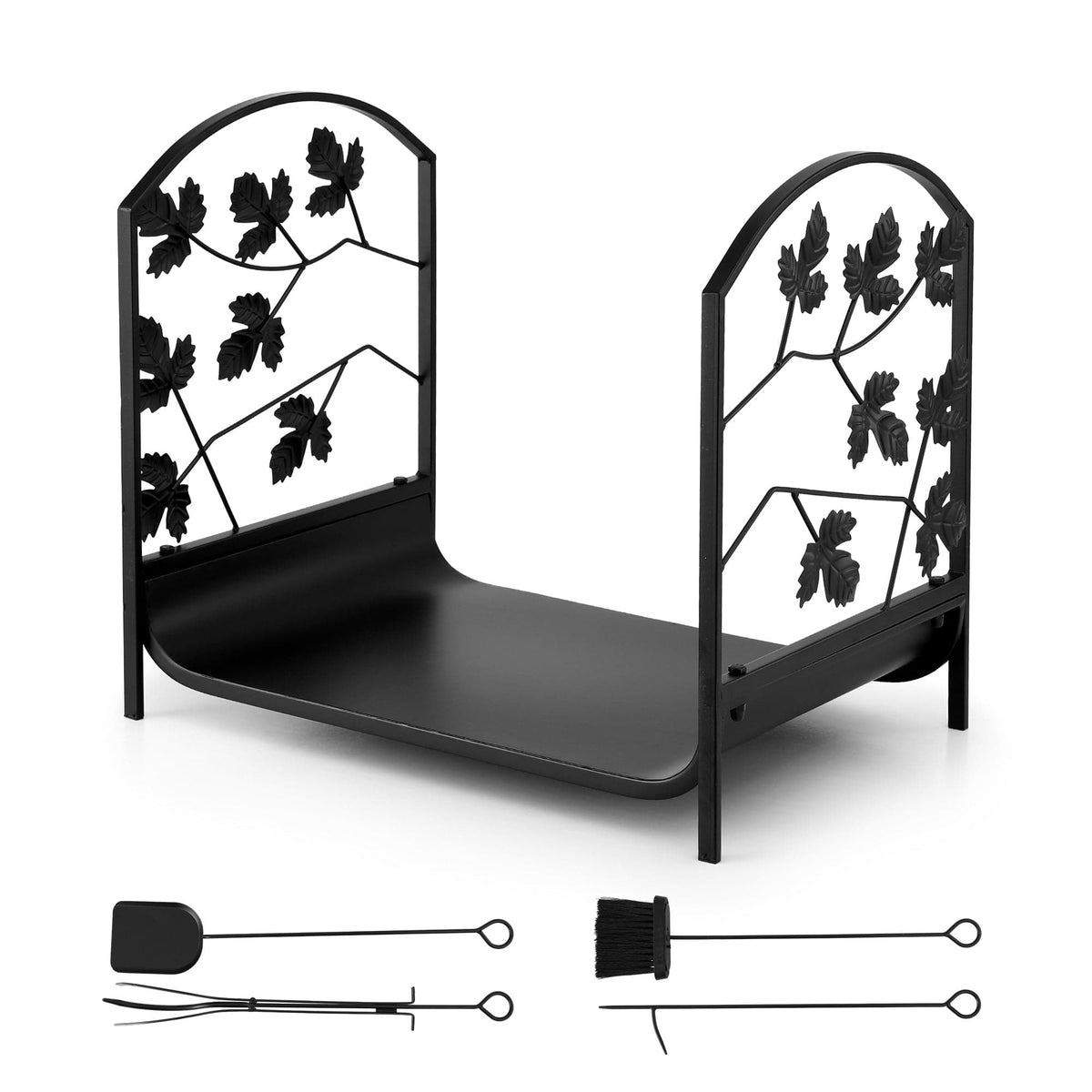 Gardeon Firewood Rack 48cm Wood Rack Firewood Storage Indoor Outdoor Black - SportZone.co.nz