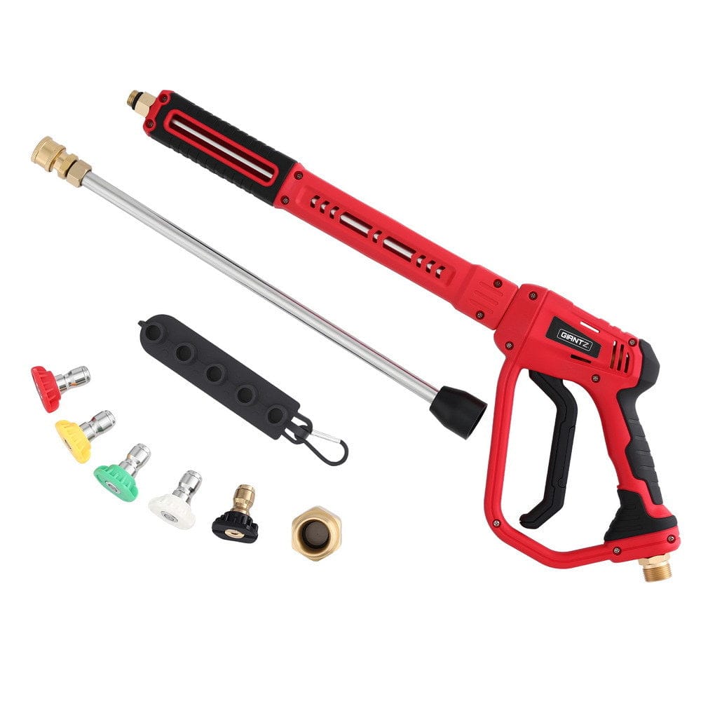 Giantz Pressure Washer Gun Short Trigger 4000PSI M22 - 14 1/4 Inch 5 Nozzles Red - SportZone.co.nz