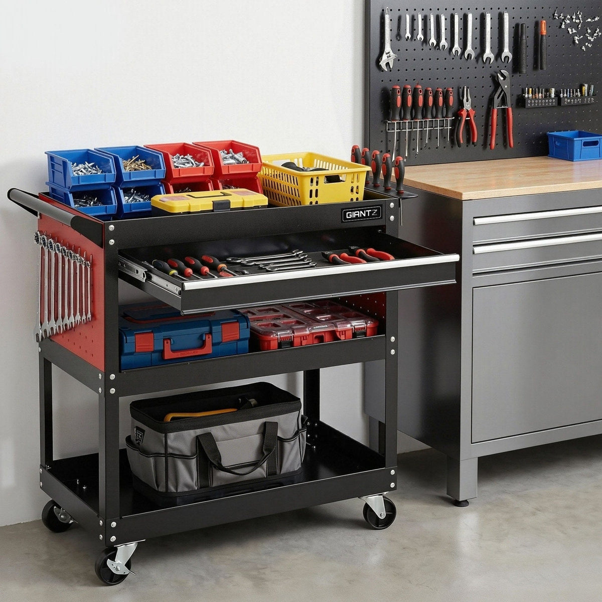 Giantz Tool Trolley Cart Rolling Cabinet with Drawer Workshop Garage Storage - SportZone.co.nz