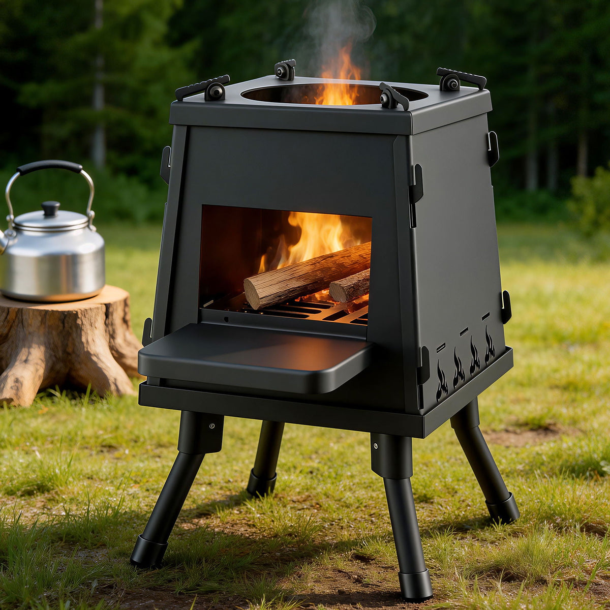 Grillz Fire Pit BBQ Portable Outdoor Fireplace Metal Camping Stove for Boiling Water, BBQ, Picnics - SportZone.co.nz
