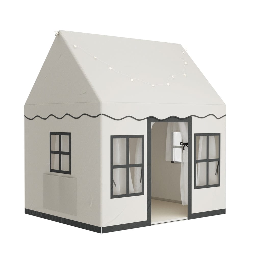 Keezi Kids Play Tent Playhouse Castle with String Lights Floor Mat Side Pocket - SportZone.co.nz
