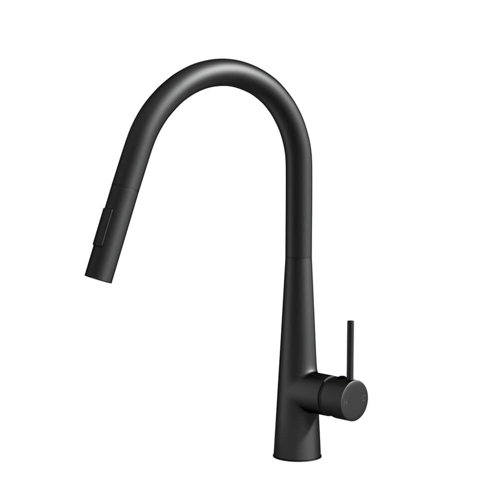 Kitchen Mixer Tap Pull Out Round 2 Mode Sink Basin Faucet Swivel WELS Black - SportZone.co.nz