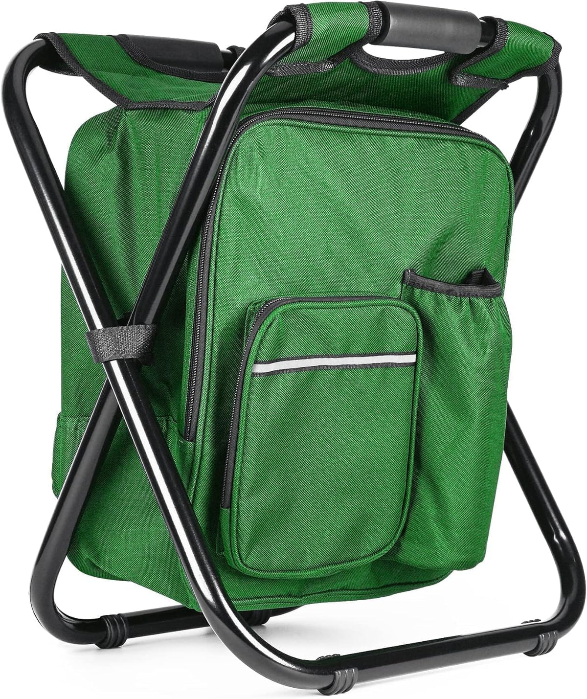 Military Green Folding Camping Chair - Portable, Compact, Adjustable with Fishing Rod Holder - SportZone.co.nz
