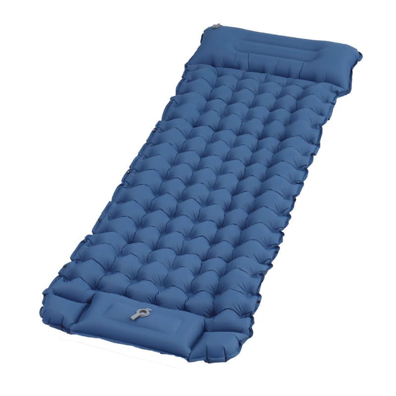 Self - inflating mattress 10cm, waterproof lightweight tear - resistant durable with foot pump for camping beach hiking, dark blue - SportZone.co.nz