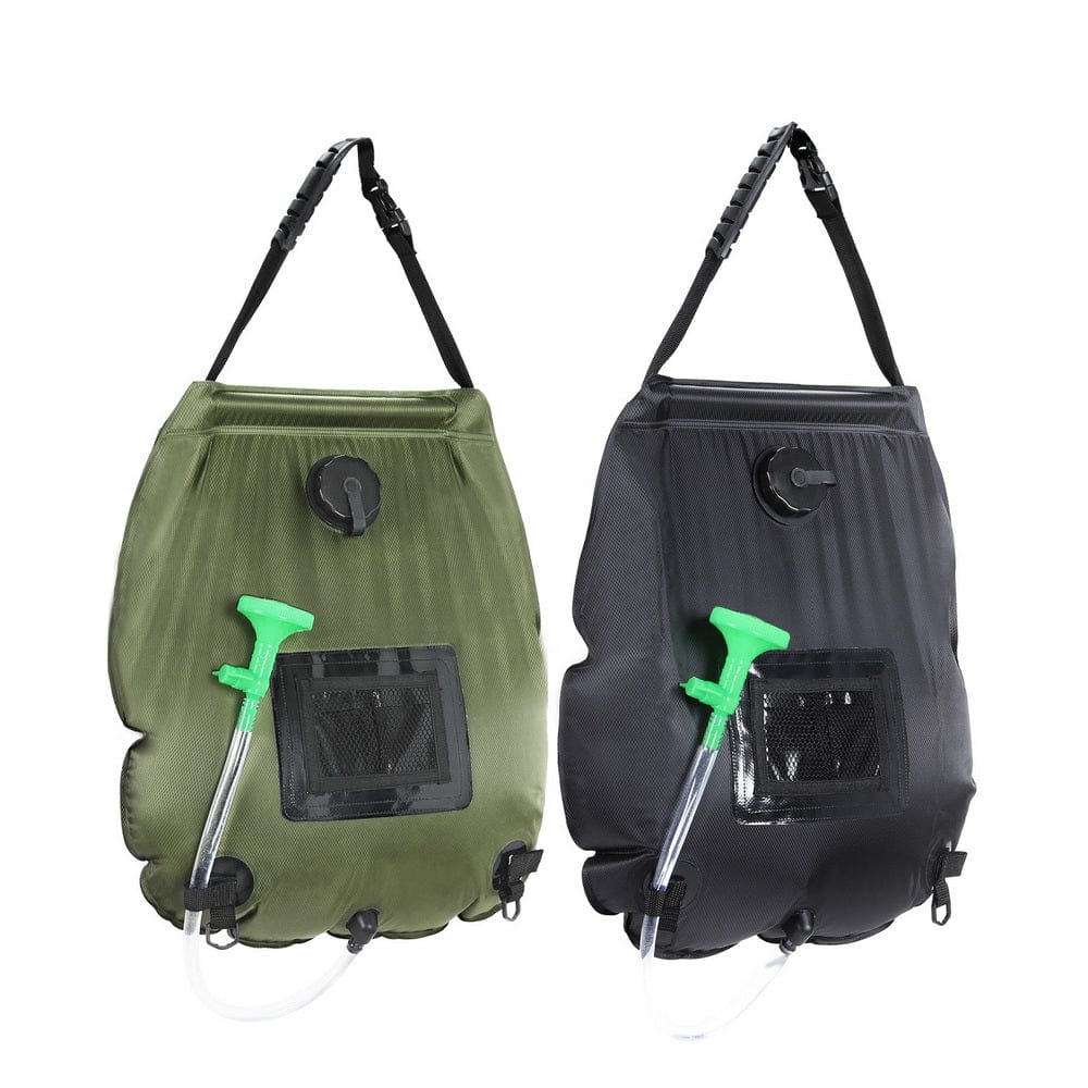 Weisshorn Camping Shower Bag 20L Set of 2 Portable Green Black - SportZone.co.nz