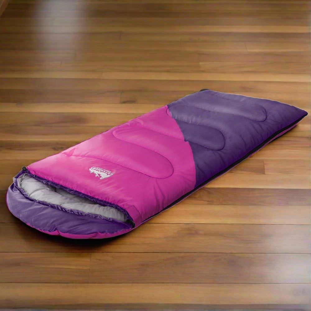 Weisshorn Sleeping Bag Kids Single 172cm Thermal Camping Hiking Pink - SportZone.co.nz