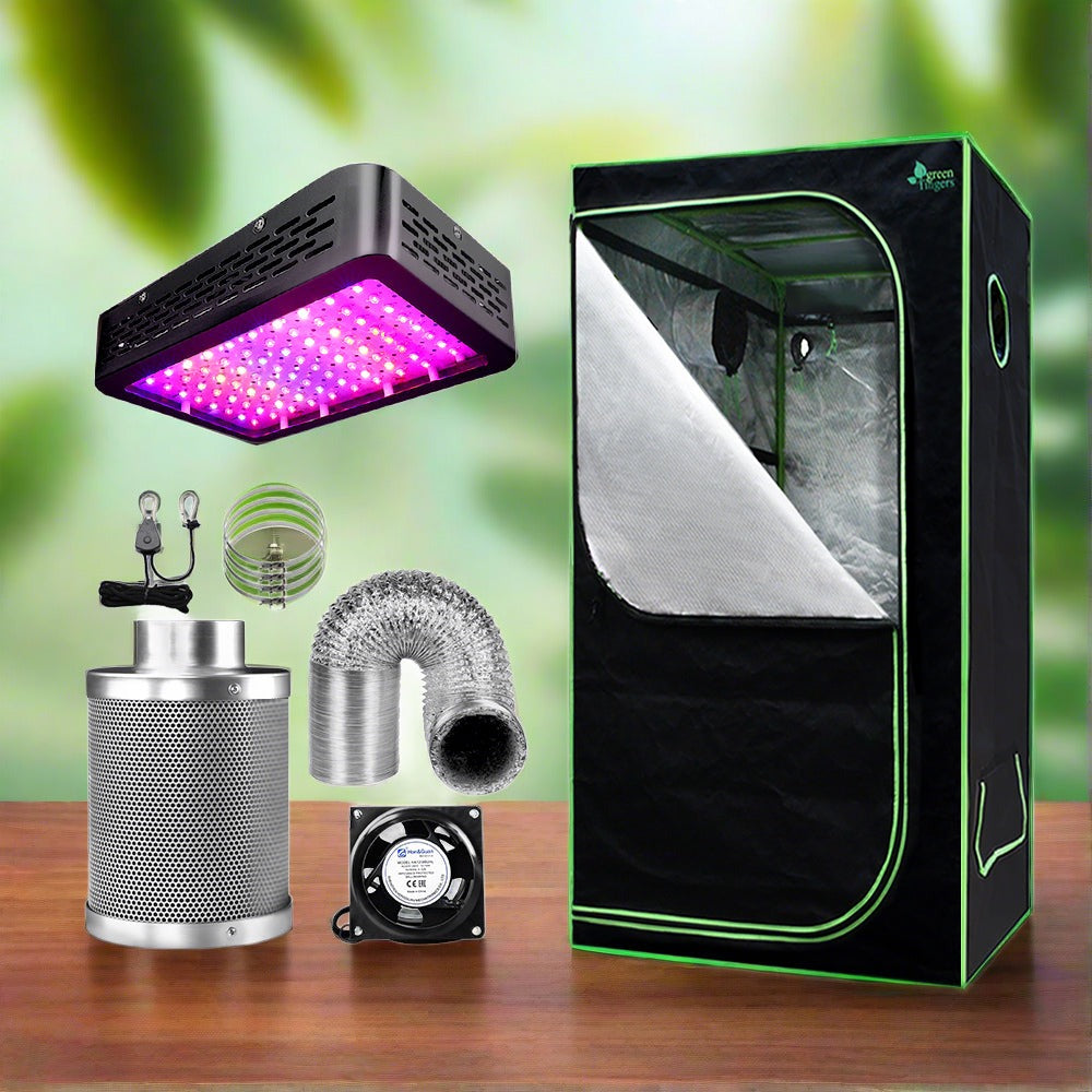 GREEN FINGERS GROW 1000W Full Spectrum LED Grow Tent Kit ā 80x80x160cm w/ 4" Vent Fan