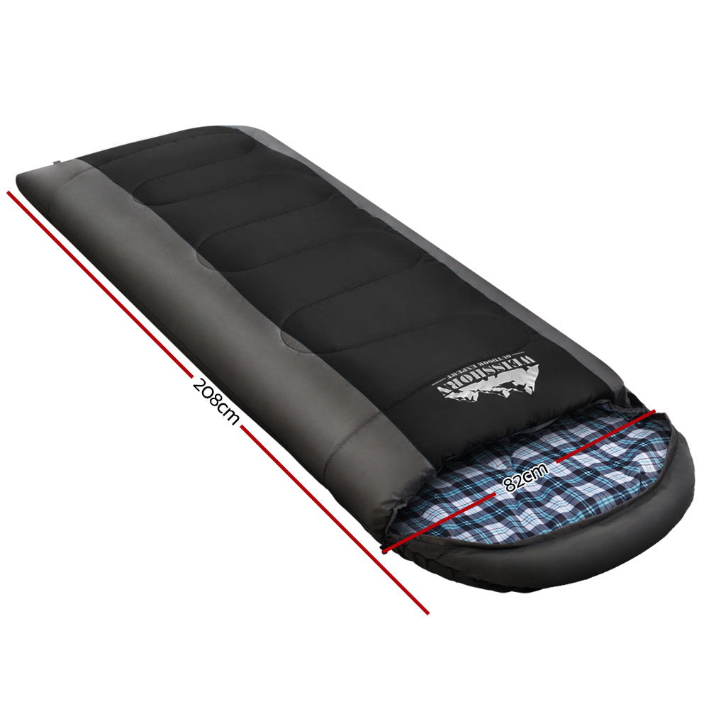 Weisshorn Sleeping Bag Single Thermal Camping Hiking Tent Black -20c