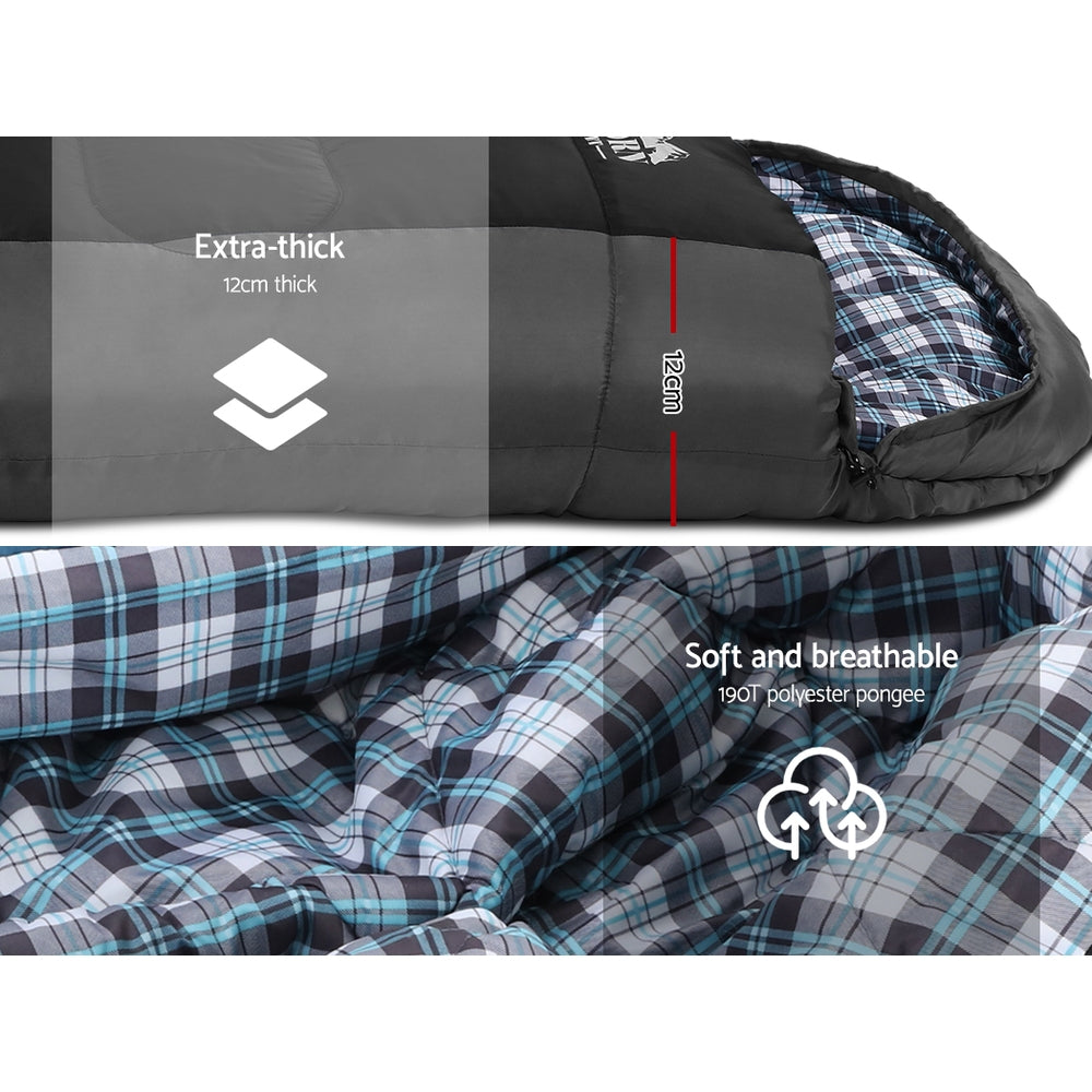 Weisshorn Sleeping Bag Single Thermal Camping Hiking Tent Black -20c