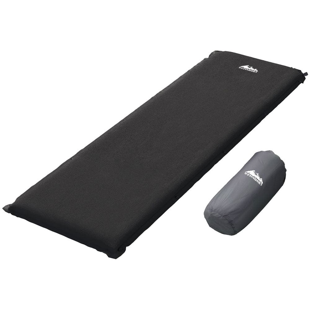 Weisshorn Self Inflating Mattress Camping Sleeping Mat Air Bed Pad Single Black - SportZone.co.nz