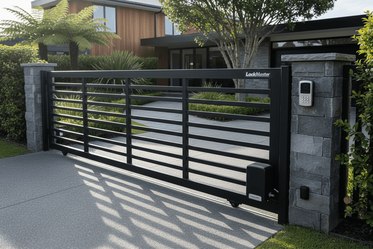 Automatic gate opener on a driveway gate