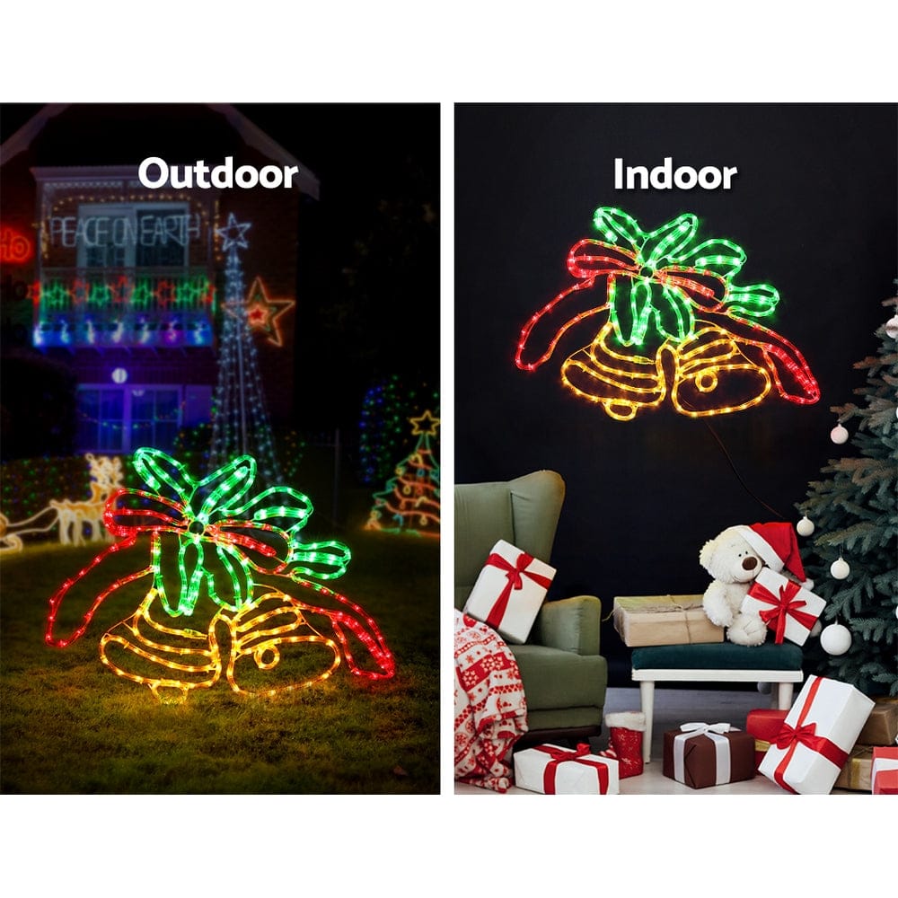 0.76M Christmas Lights 216 LED Bell Motif Light Decorations Jingle Jollys - SportZone.co.nz