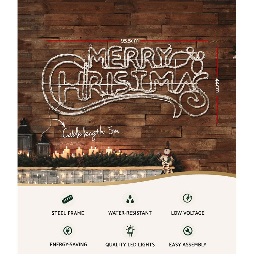 0.96M Christmas Lights Merry Christmas 288 LED Decorations Jingle Jollys - SportZone.co.nz