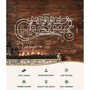 0.96M Christmas Lights Merry Christmas 288 LED Decorations Jingle Jollys - SportZone.co.nz