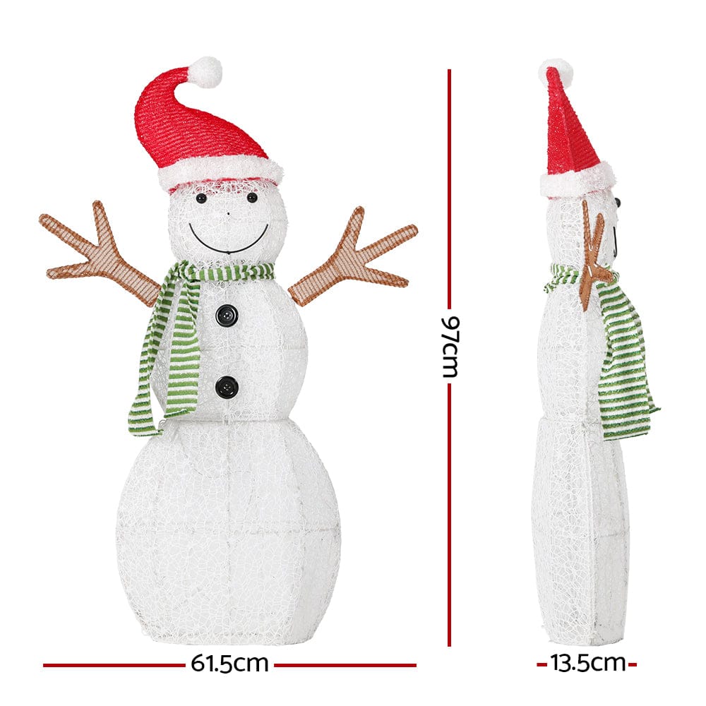 0.97M Christmas Lights Snowman 80 LED Decorations Jingle Jollys - SportZone.co.nz