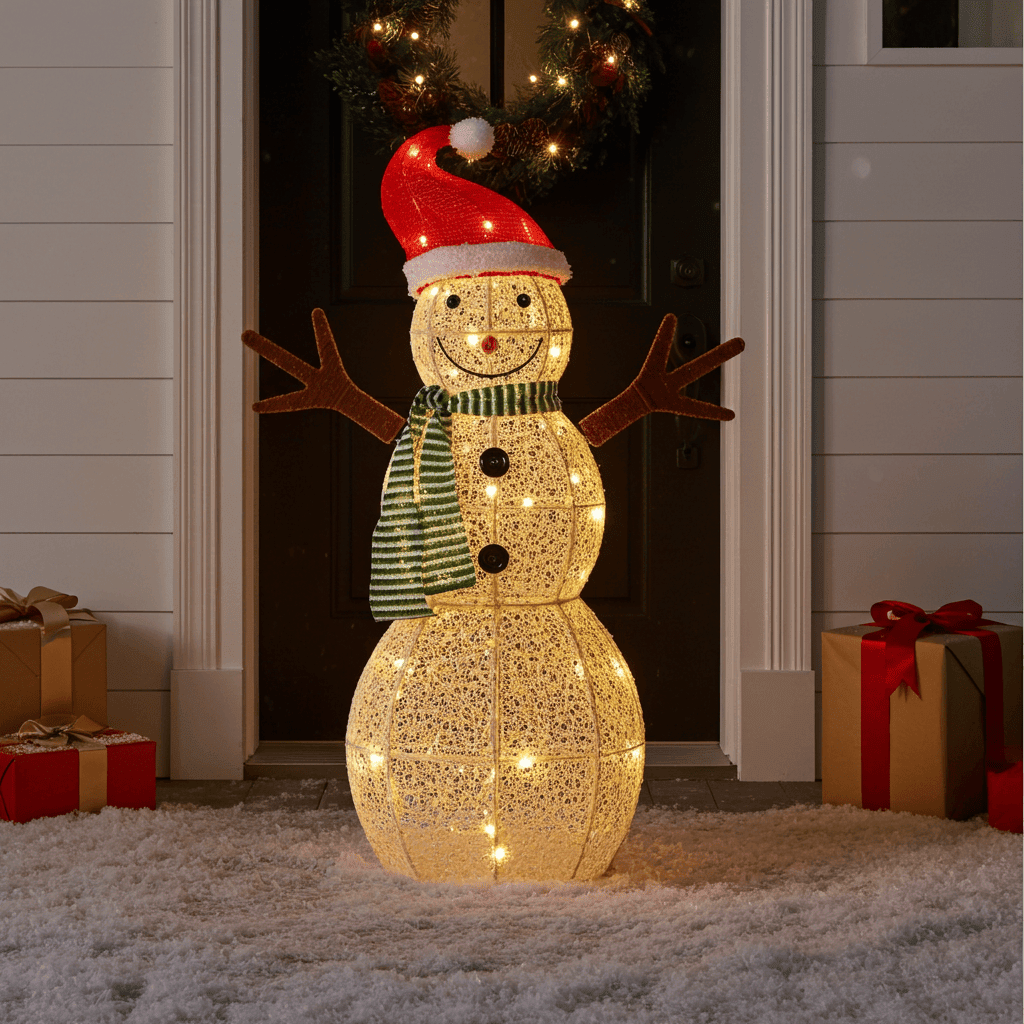 0.97M Christmas Lights Snowman 80 LED Decorations Jingle Jollys - SportZone.co.nz