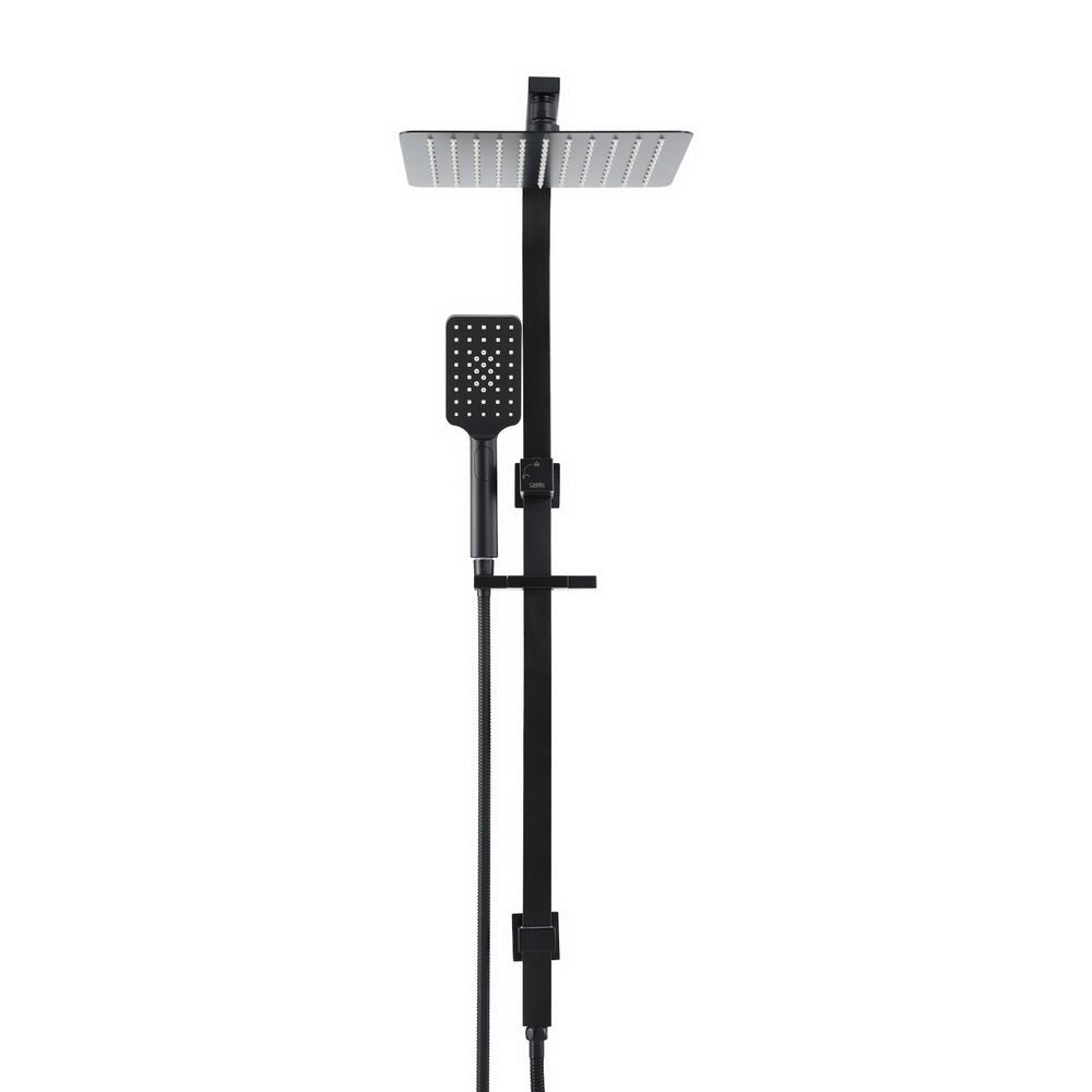 10'' Rain Shower Head Set Handheld Square High Pressure Black - SportZone.co.nz