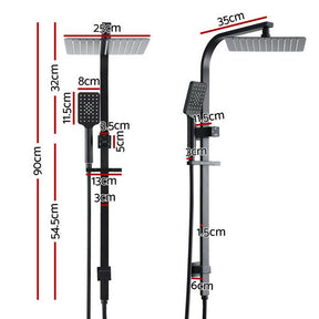 10'' Rain Shower Head Set Handheld Square High Pressure Black - SportZone.co.nz