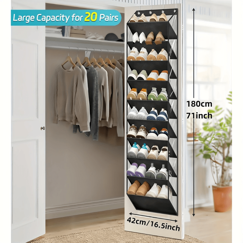 10 - Tier Over - the - Door Foldable Shoe Organizer - SportZone.co.nz
